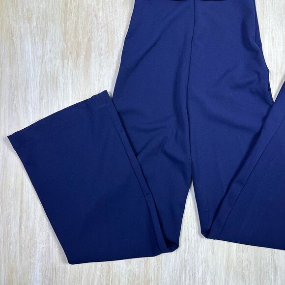 Lulus Power of Love Navy Blue V Neck Ruffle Strapless Wide Leg Jumpsuit Small - Picture 9 of 15
